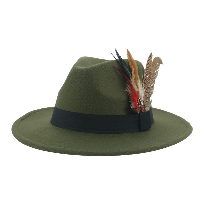Chapéu Fedora Inverno Feminino Chapéus Masculinos Chapéu de Feltro Pena Luxo Moda Casual Decoração Casamento Homens Mulheres Fedora Chapeau Femme Touca