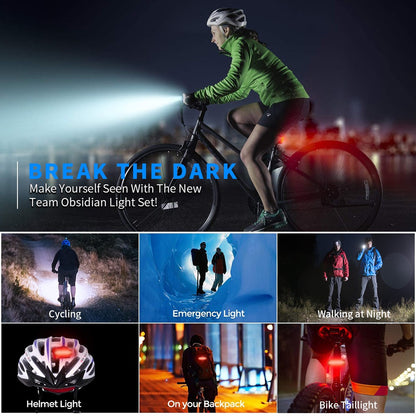 10000mAh 6-8 LED Bike Light USB Rechargeable 3600 Lumens Bike Headlight Super Bright Flashlight Front Lights and Back Rear light