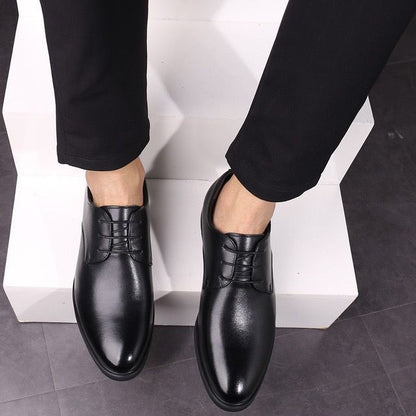 2025 Male Business Formal Wear Casual Shoe Men's Breathable Leather Shoes Black Soft Leather Soft Bottom Spring Best Man Homme