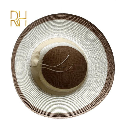 Chapéu de Palha Plano Hepburn Estilo Celebridade Francesa Fragrância Combinando Cores Top Feminino Quebra-sol Protetor Solar Férias Viagem