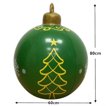 32 Inch Giant PVC Inflatable Christmas Ball Ornaments Outdoor Large Xmas Blow Ball Decorations for Christmas Party Ornaments