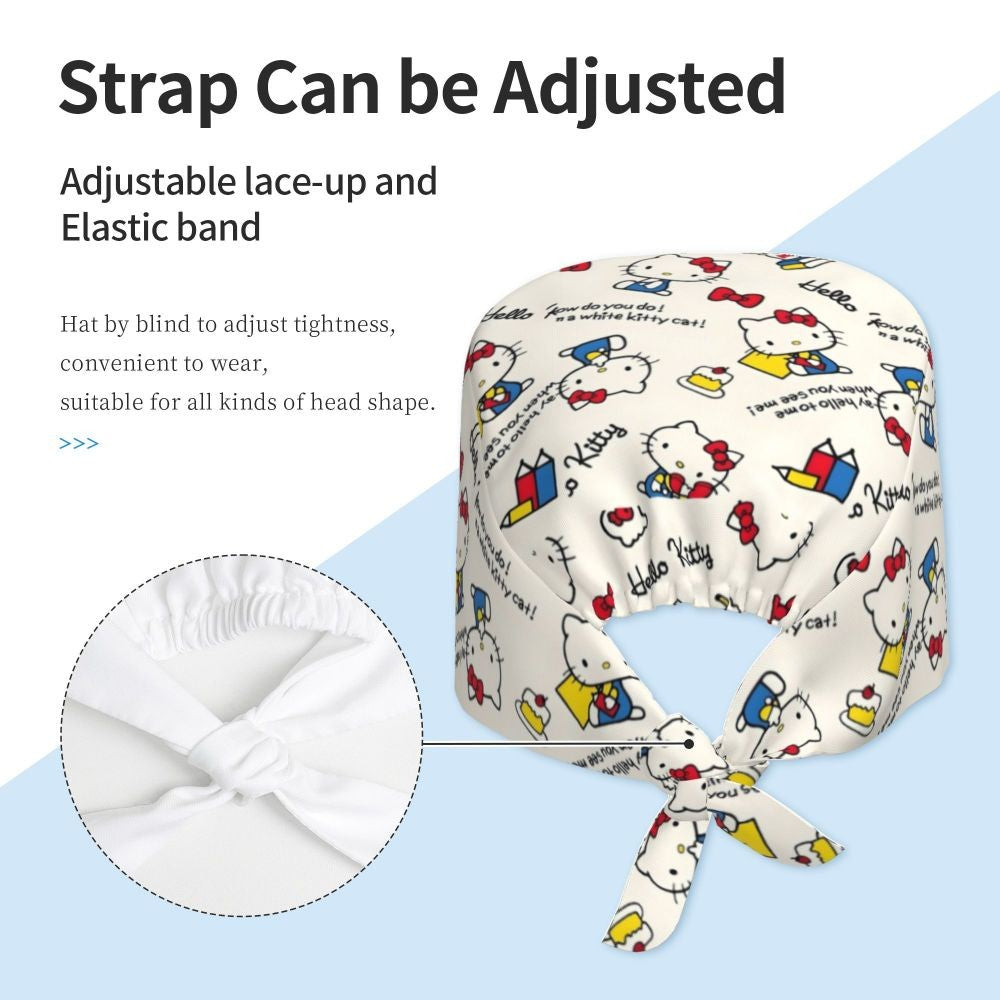 Custom Hello Kitty Medical Staff Scrubs Hat Women Men Cartoon Chara For Chef Hat Scrub Caps