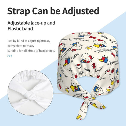 Custom Hello Kitty Medical Staff Scrubs Hat Women Men Cartoon Chara For Chef Hat Scrub Caps
