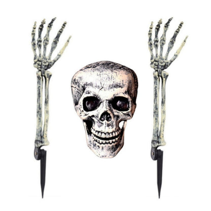 3-6pcs Bone Skeletons Yard Ground Stakes Simulated Ghost Skull Hand Props Halloween Garden Outdoor Insert Party Decoration