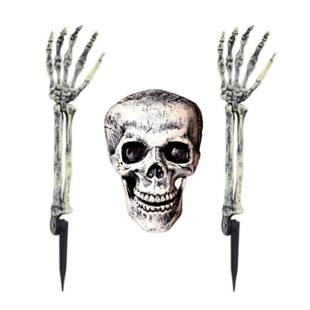 3-6pcs Bone Skeletons Yard Ground Stakes Simulated Ghost Skull Hand Props Halloween Garden Outdoor Insert Party Decoration
