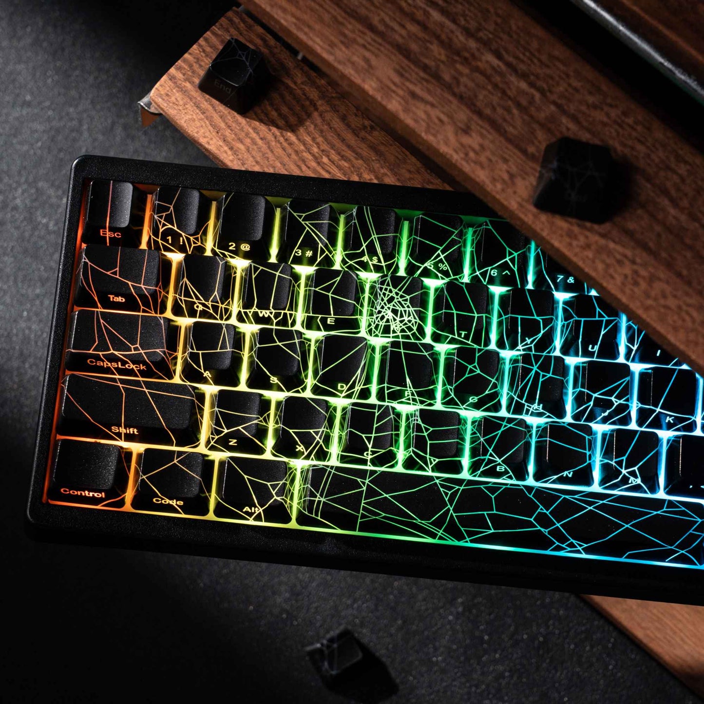 XVX Spider Web Keyboard M67 JadeStone With IMD-Tech Keycaps Tri-Mode Connection Custom RGB Backlight Keyboard 60%