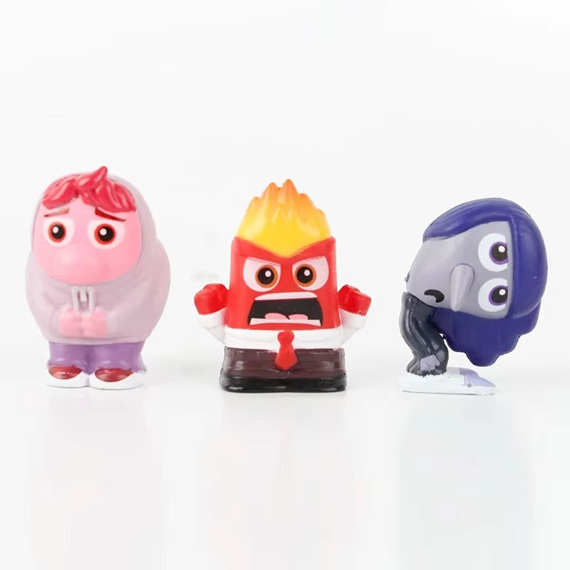 9Pcs/Set Mini Divertidamente 2 Bonecos de Ação Filme Desenho Animado Alegria Ansiedade Raiva Tristeza Nojinho Medo Modelo Bonecos Brinquedo Presente Infantil