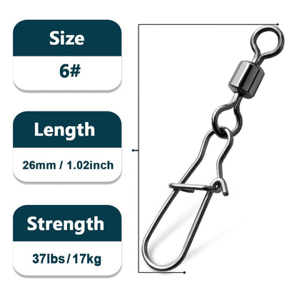 Giradores de Encaixe Duo-Lock 50~200 Peças Girador de Pesca Encaixe de Aço Inoxidável Latão Água Salgada Conectores de Barril Rotativo para Pesca