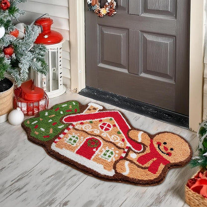 Gingerbread Kitchen Rugs Christmas Doormat Floor Mat With Gingerbread Man Non-Slip Bath Mats Doormats For Indoor Bedroom