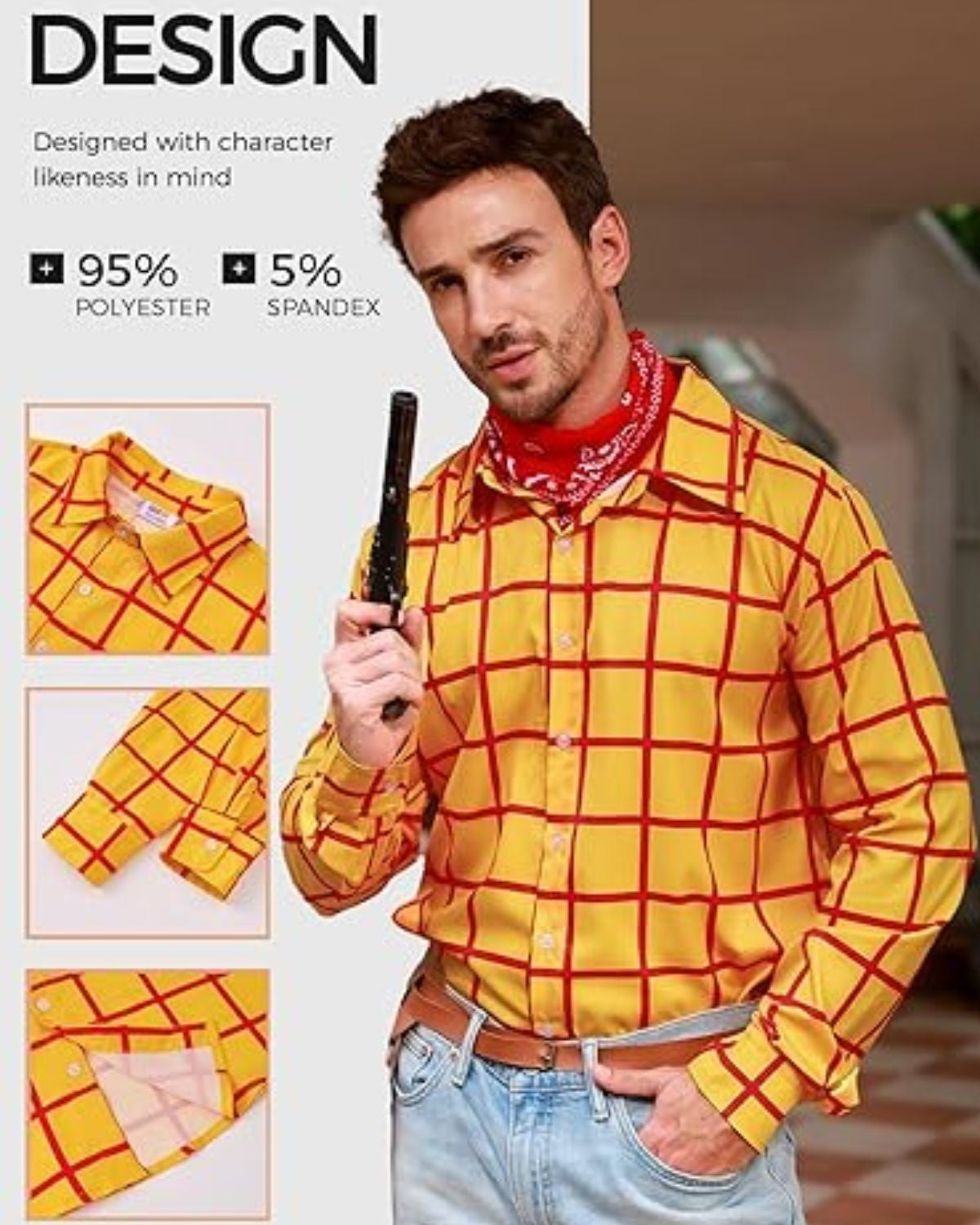 Adult Woody Cosplay Cow Shirts Hat Scraf Set Costume Men Roleplay Fantasia Outfits Halloween Carnival Party Disguise Suit