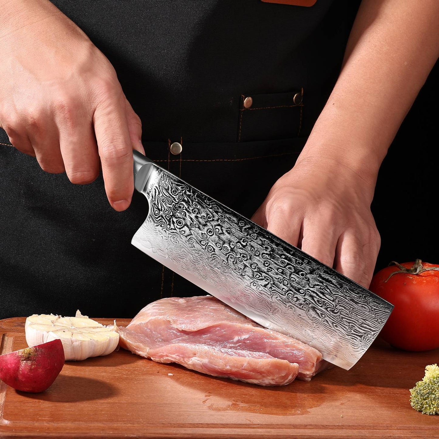 Faca de Chef Aço Damasco 67 Camadas Lâmina VG10 Cabo de Madeira Cutelo para Carne Legumes Faca de Cozinha Japonesa Nakiri Messer