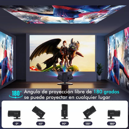 KaiAqua Mini Projetor HY320 NTV Android 13 com Amlogic S950D4 1080P 500 ANSI Lumens, WiFi Duplo, BT5.2 e Comando por Voz para Home Theater