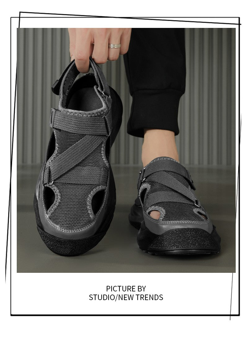 Men's Sandals Summer Platform Slippers Non-Slip Beach Pool Sandals Mesh Hole Men's Garden Shoes Flip Flop Outdoor Water Shoes