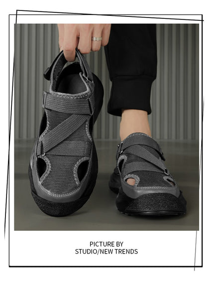 Men's Sandals Summer Platform Slippers Non-Slip Beach Pool Sandals Mesh Hole Men's Garden Shoes Flip Flop Outdoor Water Shoes