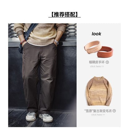 Maden Vintage Solid Logging Pants Versatile Cotton Straight Casual Lumberjack Pants with Zipper Fly and Pockets Trousers for Men