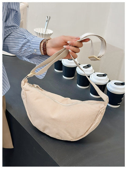 Solid Color Corduroy Women's Hobos Shoulder Bag Retro Casual Female Crossbody Bags Ladies Daily Travel Handbags Messenger Bag