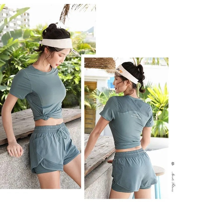 Summer sports shorts, women's loose casual anti-walking, light speed drying, high-waisted running, fitness, yoga, thin, breathab