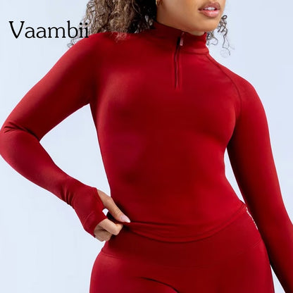 Women Seamless Sports Shirts Fitness Workout Pilates Clothes Half Zippy Gym Top Long Sleeve Jacket Yoga Clothing