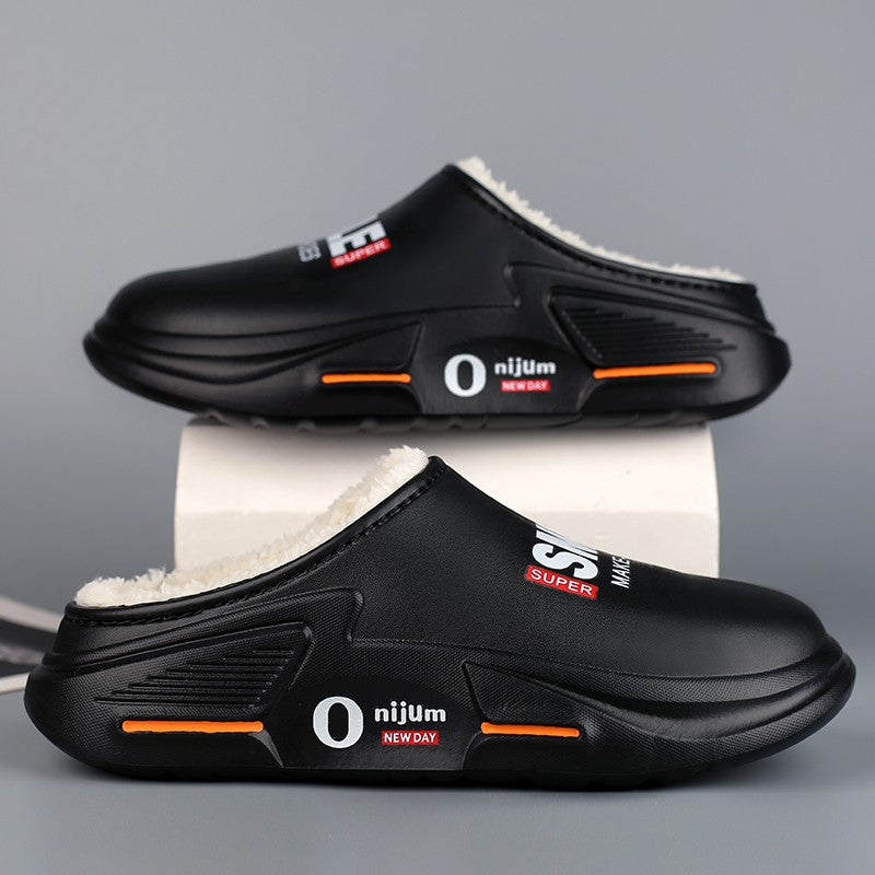 New Winter Men Warm Slippers Cotton Slippers Outdoor Indoor Cotton Shoes Waterproof Mens Comfortable Home Bedroom Plush Slippers