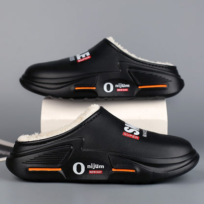 New Winter Men Warm Slippers Cotton Slippers Outdoor Indoor Cotton Shoes Waterproof Mens Comfortable Home Bedroom Plush Slippers