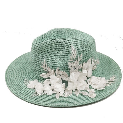 Chapéu de Palha Verão Estilo Flat Top Acessórios Abelha Chapéu de Sol Francês ao Ar Livre Protetor Solar Chapéu de Praia com Aba Grande