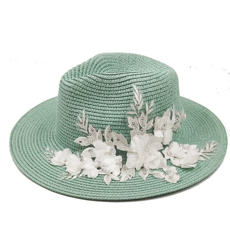 Chapéu de Palha Verão Estilo Flat Top Acessórios Abelha Chapéu de Sol Francês ao Ar Livre Protetor Solar Chapéu de Praia com Aba Grande
