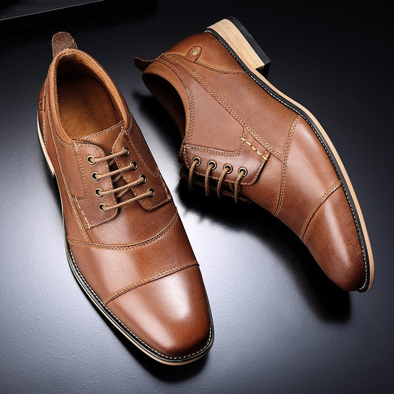 2022 Spring New Men's Business Dress Shoes Genuine Leather England Fashion Casual Oxfords Shoes Classic Three Colors Size 7.5-13