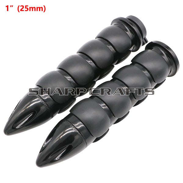 1" 25mm & 7/8'' 22mm Billet Rubber Flame Spike Hand Grips For Harley Honda Kawasaki Suzuki Yamaha  Bikes Cruiser Chopper Custom
