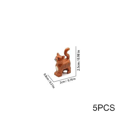 MOC Building Blocks Pets Husky White Kitten Puppy Bulldog Zoo Pet Building Blocks Scene Decoration Props Children's DIY Toy Gift