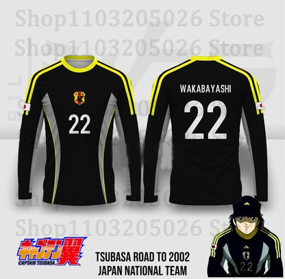 Anime Captain Tsubasa Football Jersey 3D Wakashimazu Print Cosplay Japan National Team Kit Children Long Sleeve Sports Tees Tops