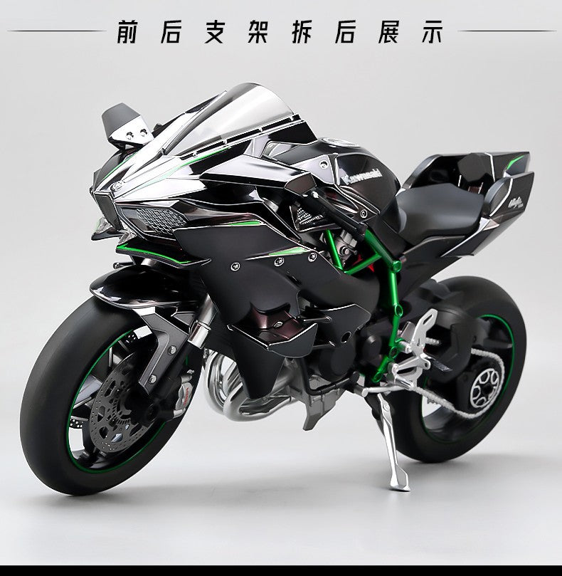 Pulverizador 1:6 Kavvasaki Racing Ninja 500 H2R Simulação de Motocicleta Luz de Som Coleção de Presentes para Crianças Velozes e Furiosos Display de valor