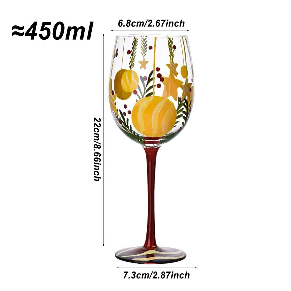 Taças de Vinho de Natal 450ml Papai Noel Árvore de Natal Pinhas Vinho Tinto Taças de Natal para Vinho Champanhe Suco