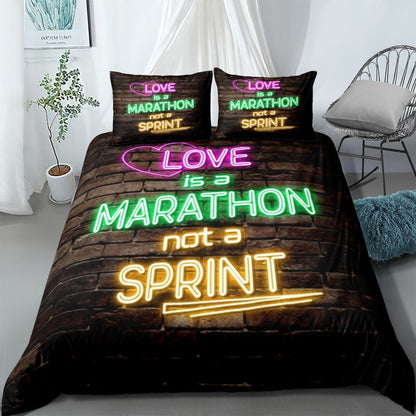 Neon Wall Oath Duvet Cover Set King Queen Double Full Twin Single Size Bed Linen Set