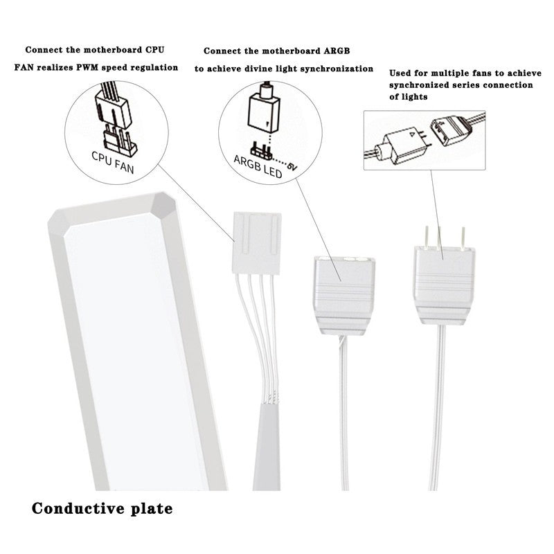ICE Whale WX-1 Wireless Splicing PC Case Fan 120mm ARGB Mirror Cycle Effect 800-2000RPM 360mm Water-cooled Radiator Cooling Fan