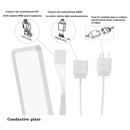 ICE Whale WX-1 Wireless Splicing PC Case Fan 120mm ARGB Mirror Cycle Effect 800-2000RPM 360mm Water-cooled Radiator Cooling Fan