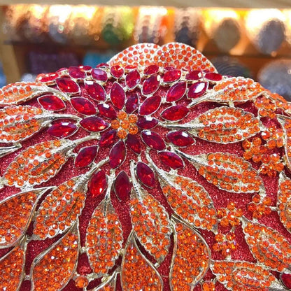 XIYUAN women red/pink/blue/gold/silver Hollow Out Flower Birthday party Crystal Evening bag Clutch purse Minaudiere Handbags