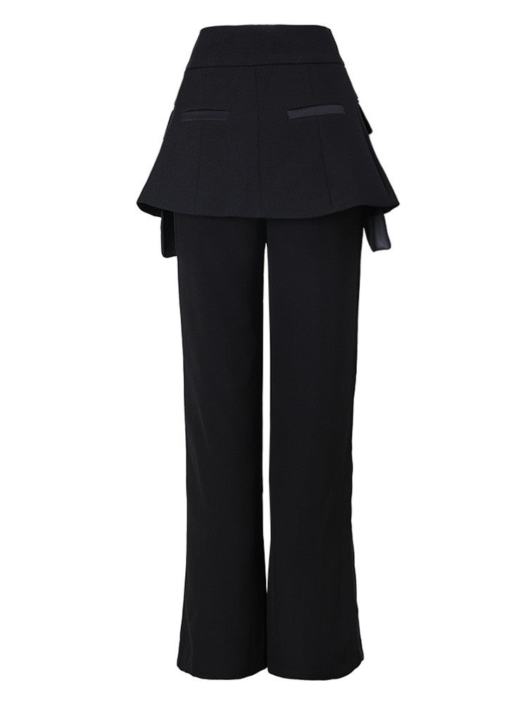 [Vibe] Black Irregular Pants High Waist Leather Long Wide Leg New Loose Fit Trousers Women Fashion Spring Autumn 2025