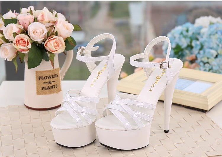 New 2024 Summer Fashion Sandals Sexy Open Toe 15CM High Heels Party Dress Wedding Nightclub Women Shoes Platform Stripper Heels