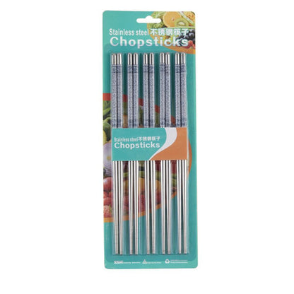 Conjunto de Hashis de Aço Inoxidável para Casa Hashis Reutilizáveis para Adultos Hashis Antiderrapantes Utensílios de Cozinha