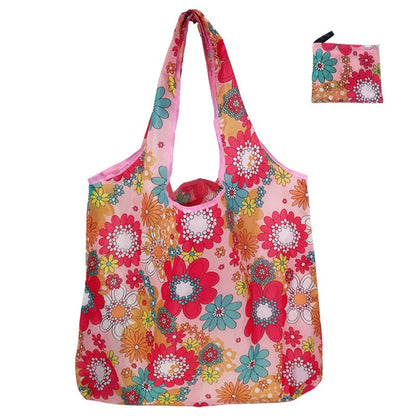 Foldable Floral Printed Casual Tote Female Handbags Single Shoulder Shopping Bags Daily Use Environment Protection Beach Bag