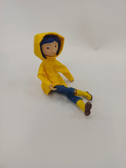 Neca Anime Coraline Doll Articulated Anime Figure Raincoat Sweater In Striped Shirt Toy La Girl Decoration Model Bithday Gifts