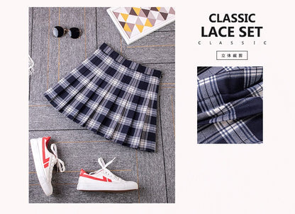 2023 Women A- line Skirt Red Plaid Skirt korean harajuku plaid skirt Spring and Autumn New Pleated High Waist Skirt