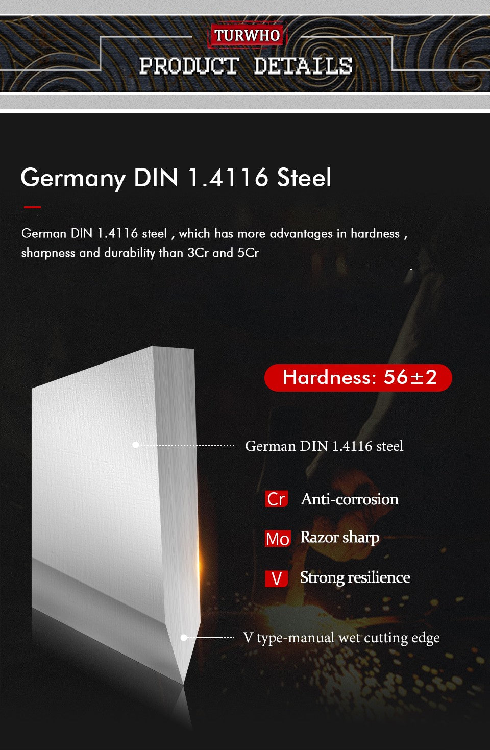TURWHO 1-3 PCS Kitchen Knives Set German 1.4116 High Carbon Stainless Steel Japanese Nakiri Cleaver Slicing Utility Chef Knifes
