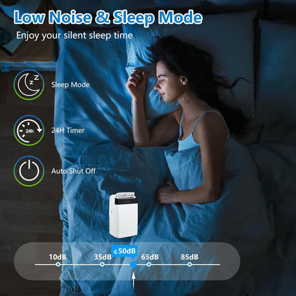 Ar Condicionado Portátil 14000 BTUs, Unidade AC de Resfriamento 3 em 1 Independente com Ventilador, Desumidificador, Controle Remoto, Modo de Sono