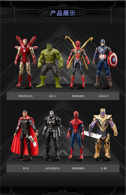 ZD Toys Vingadores Lendas Homem de Ferro Homem Aranha Thor Capitão América Thanos Hulk Máquina de Guerra Bonecos de Ação Presente