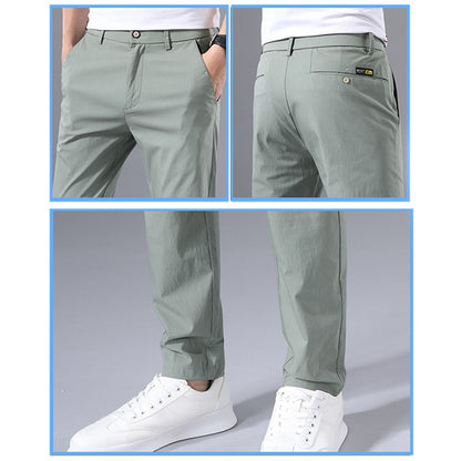 Calças Masculinas de Negócios Sociais Casual Caqui Verde-claro Perna Reta Clássica Slim Fit Venda Quente Fina Masculina