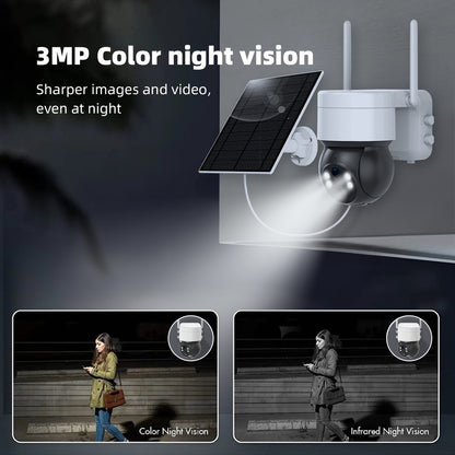 Tuya SmartLife WIFI 3MP IP65 Waterproof Human Tracking Full Color Night Vision Surveillance Smart Security Solar CCTV IP Camera
