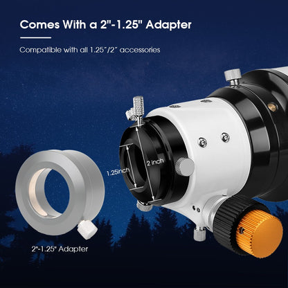 Telescópio Refrator Svbony SV503 102ED OTA com Espelho Diagonal SV223 de 2 polegadas e 90 graus para Astrofotografia de Céu Profundo