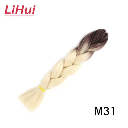 Cabelo Sintético Trança Jumbo 24 Polegadas Ombre Jumbo Extensão de Cabelo para Mulheres Tranças DIY Roxo Rosa Amarelo Cinza Lihu