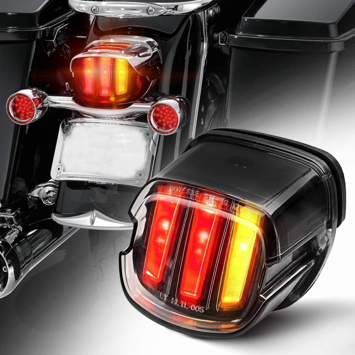 Luz de freio traseira LED para motocicleta DOT, pisca-pisca para Harley Sportster Dyna Fatboy Softail Touring Road Glide Road King